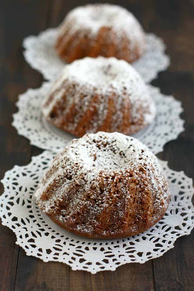 Gingerbread mini bundt cakes