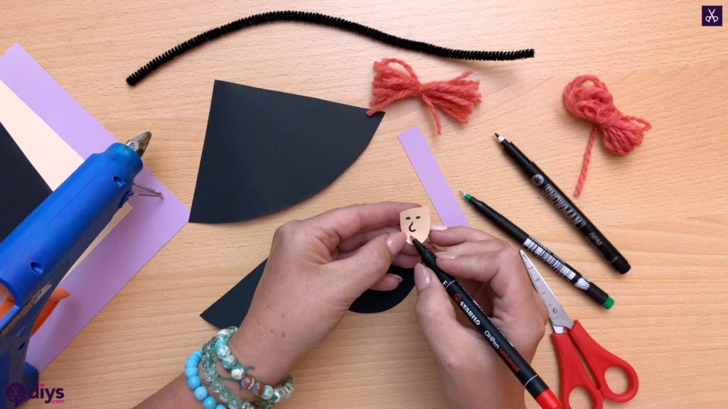 How to make a paper cone witch for halloween step 8