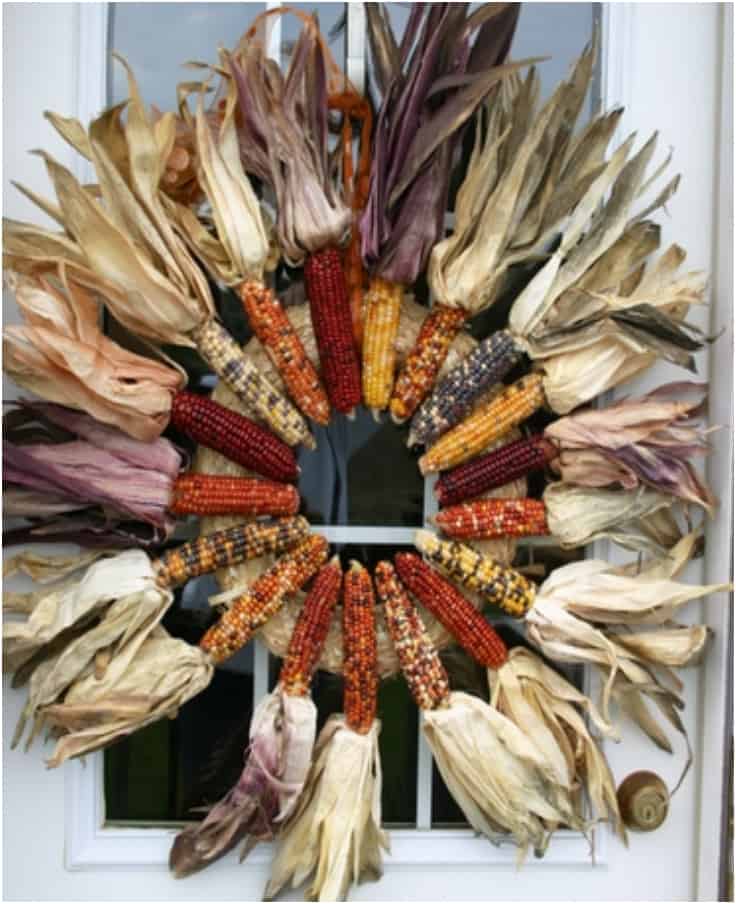 Indian corn thanksgiving wreath