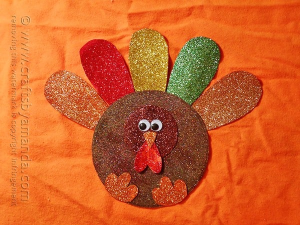 Thanksgiving Crafts for Kids - Glitter Paper Turkey
