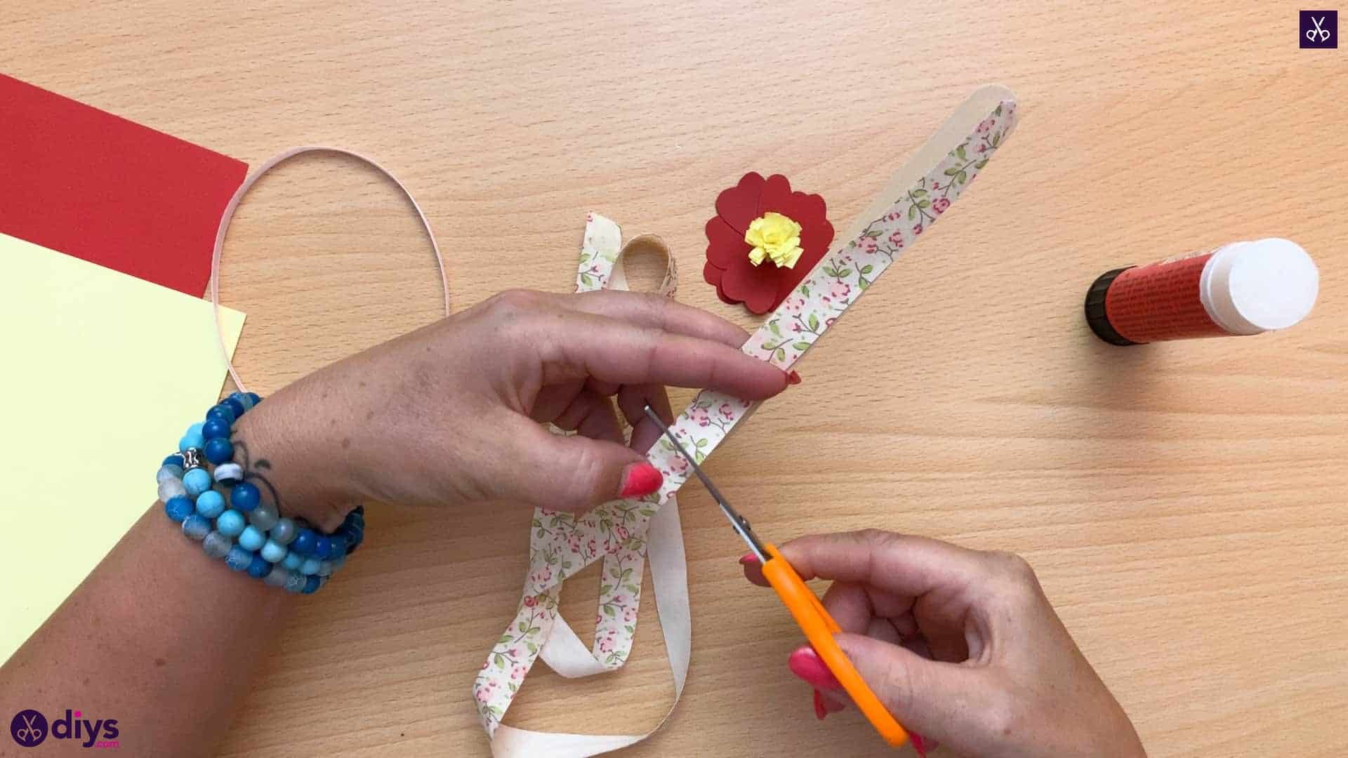 Popsicle stick flower bookmark fabric