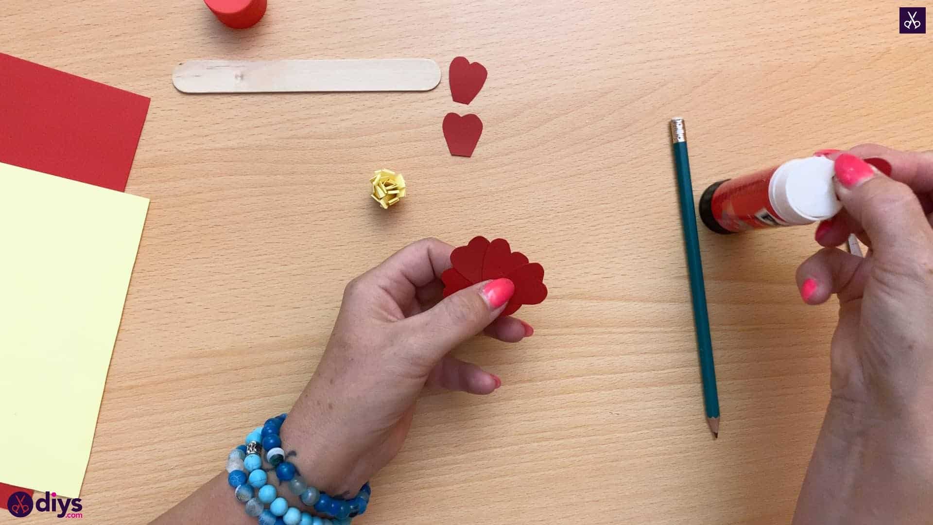 Popsicle stick flower bookmark glue