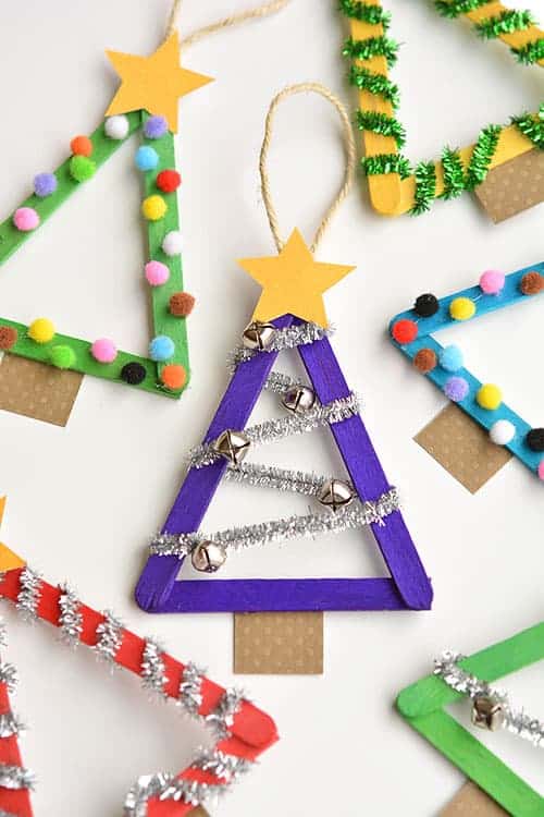 Popsicle stick christmas tree ornaments