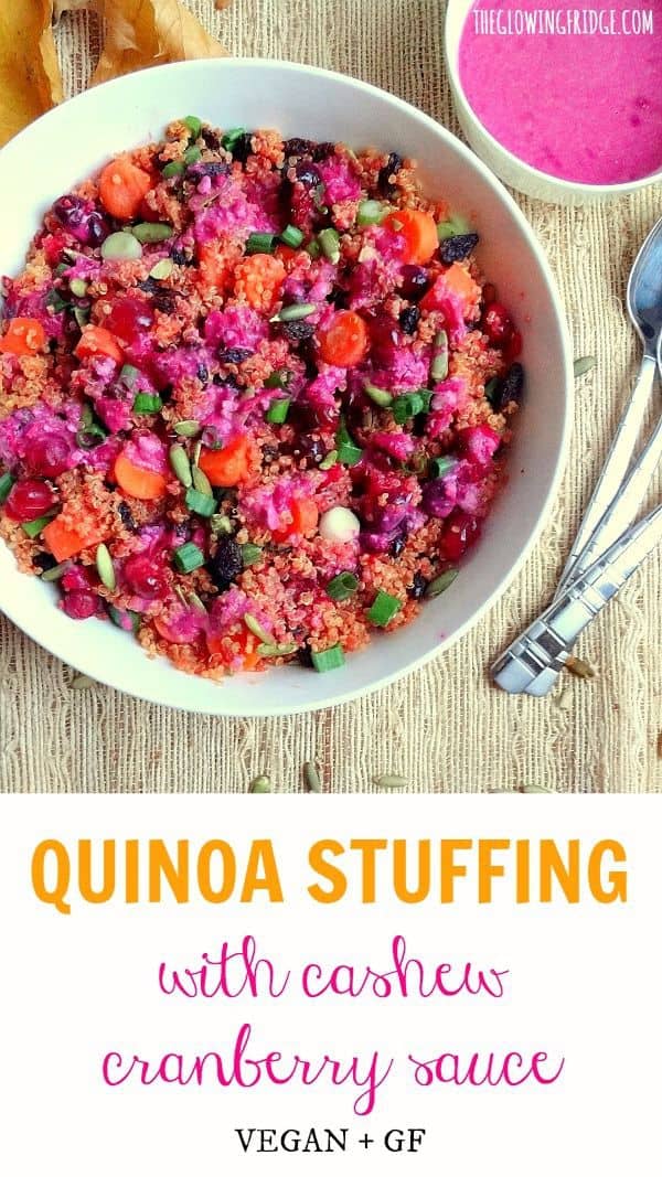 Quinoa stuffing with cashew and cranberry sauce