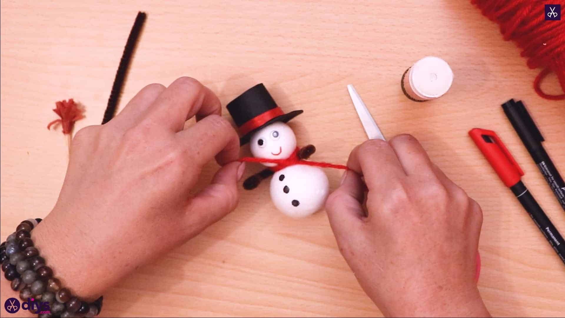 Styrofoam snowman scarf