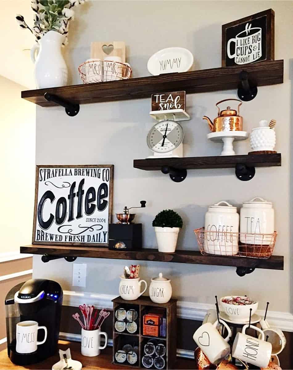 Coffee bar shelves