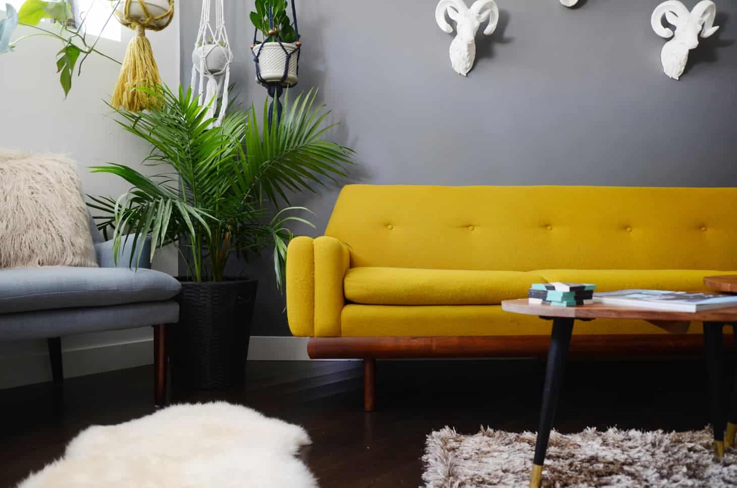 Yellow and green living room