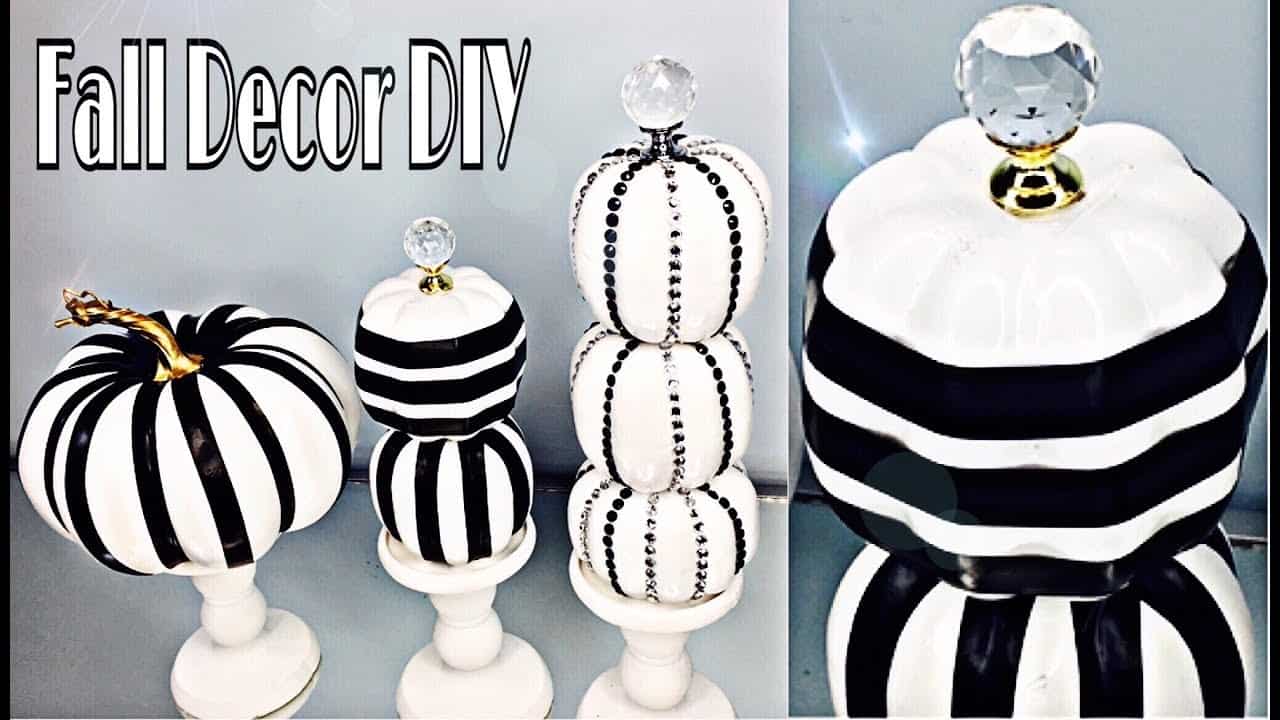 Black and white painted pumpkins