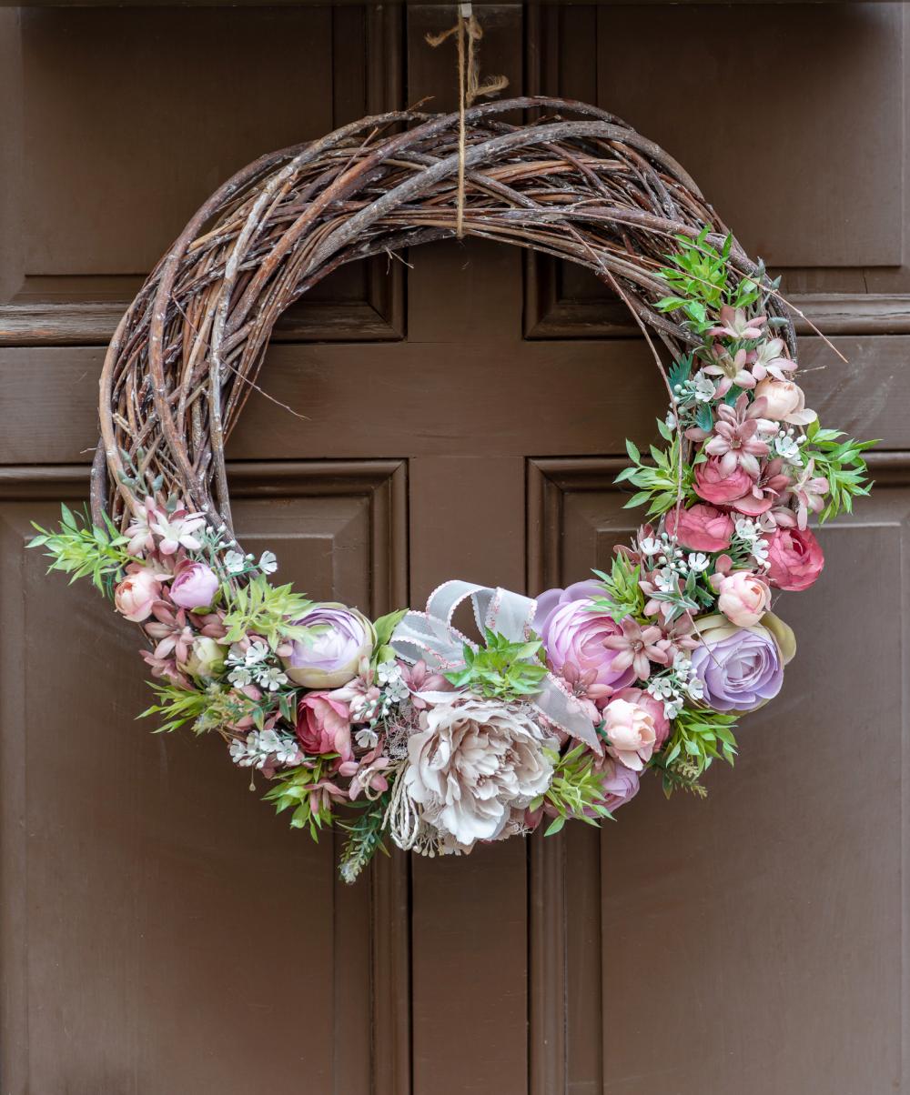 Fall wreaths for front door thanksgiving door wreath with plaid ribbon