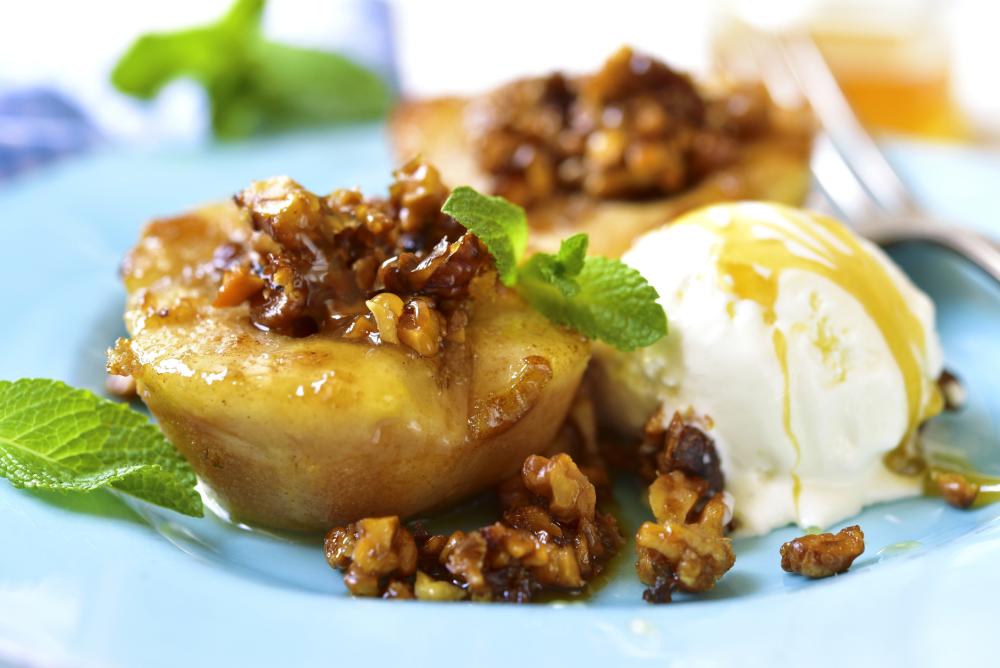 Grilled pear with walnuts healthy thanksgiving desserts