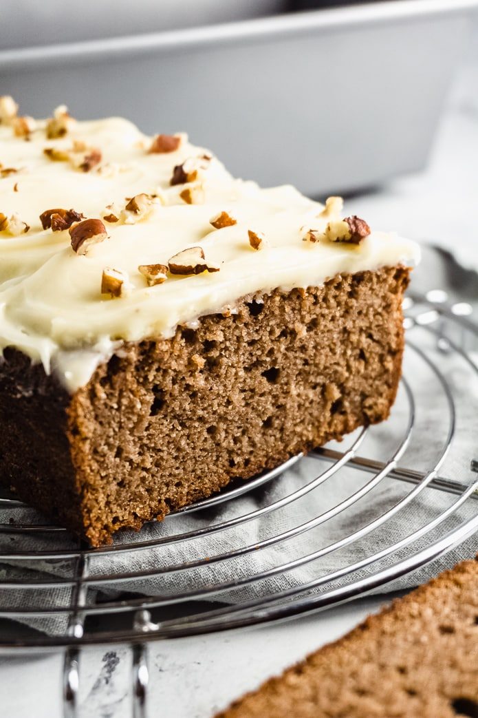 Keto gingerbread loaf cake with cream cheese frosting keto thanksgiving desserts