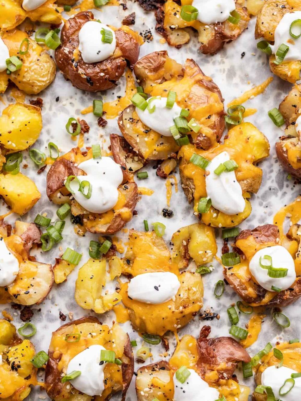 Loaded smashed potatoes thanksgiving dishes 