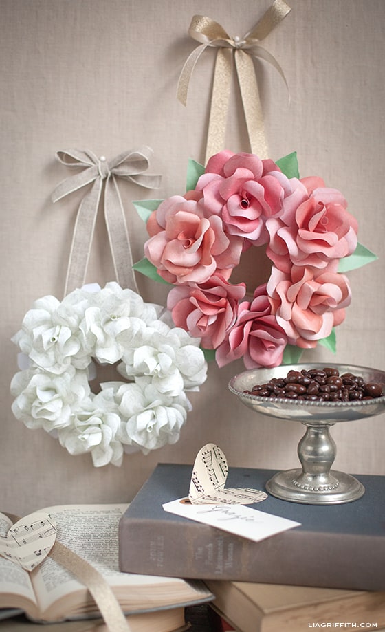 Mini paper rose wreaths