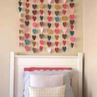 Paper heart garlands wall mobile