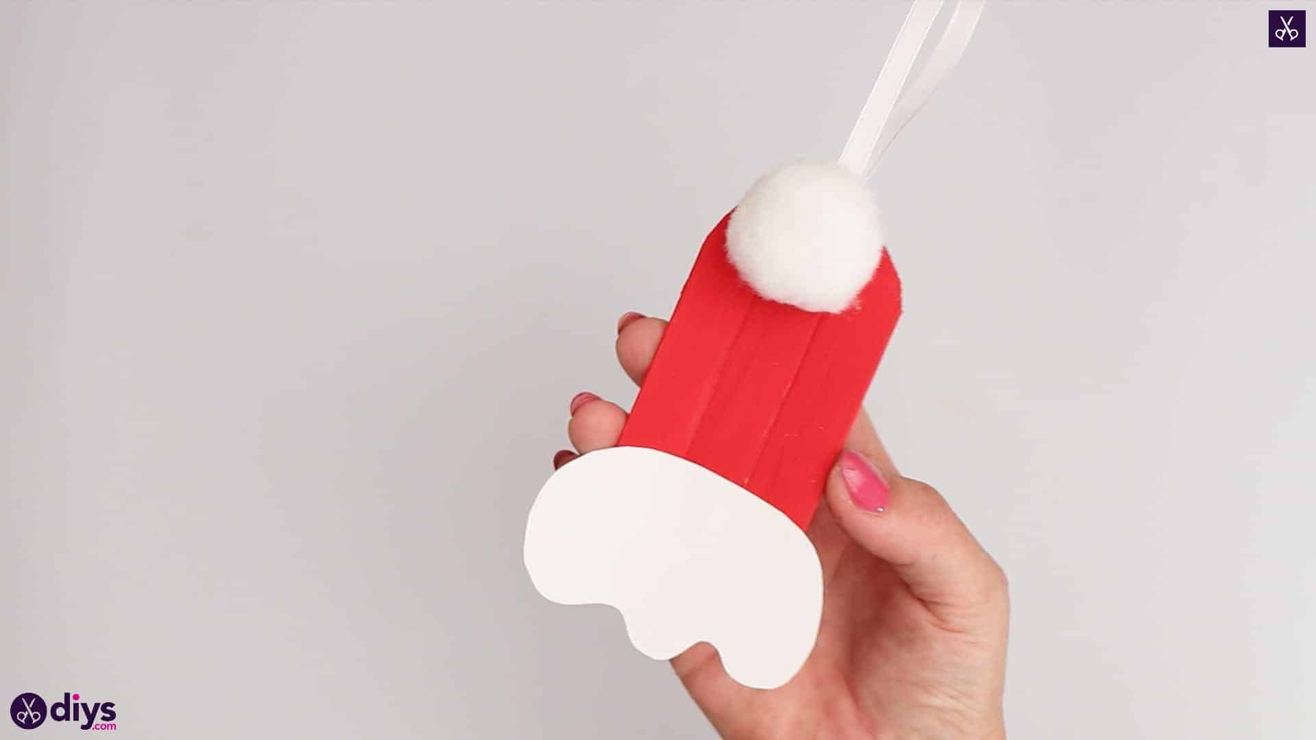 Popsicle stick santa hat ornament