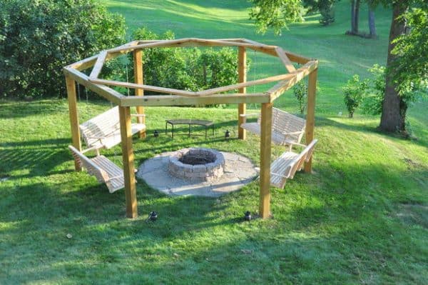 Porch swing fire pit