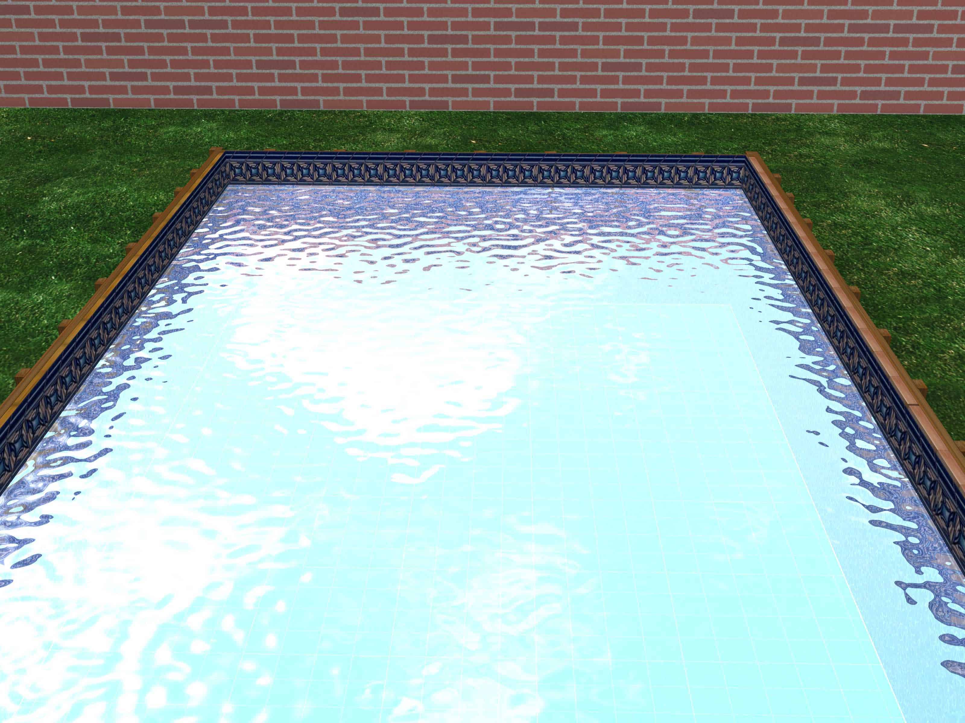 Semi in ground pool built from wood and plastic