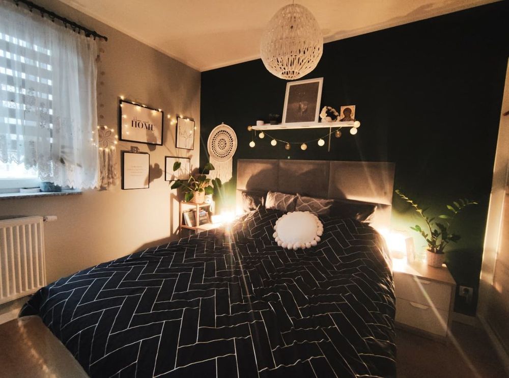 Fairy lights around online tapestry