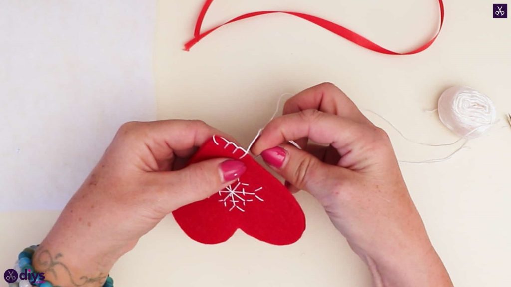 Snowflake embroidered heart ornament step 10