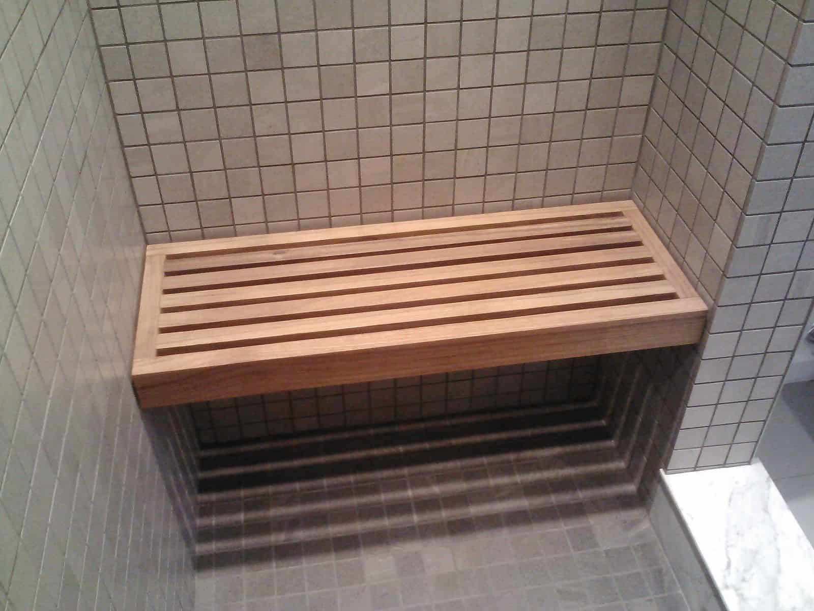 Teak folding shower seat