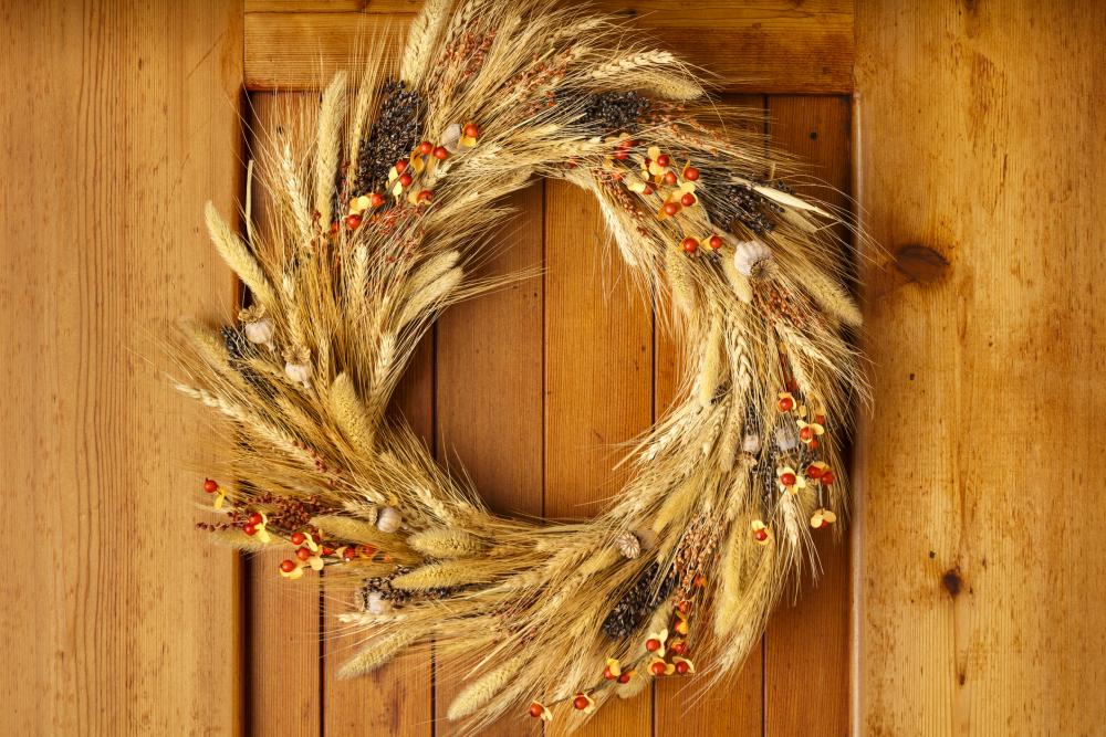 Thanksgiving door decor autumn colored wreath