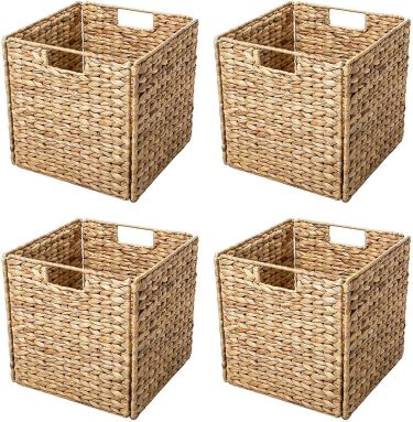 Trademark innovations foldable hyacinth storage baskets