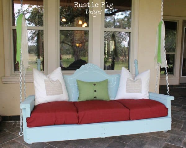 Upcycled headboard porch swing