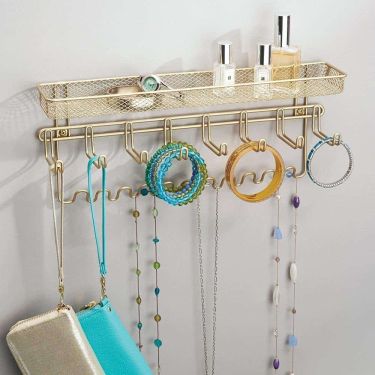 Mdesign decorative wall mounted jewelry organizer