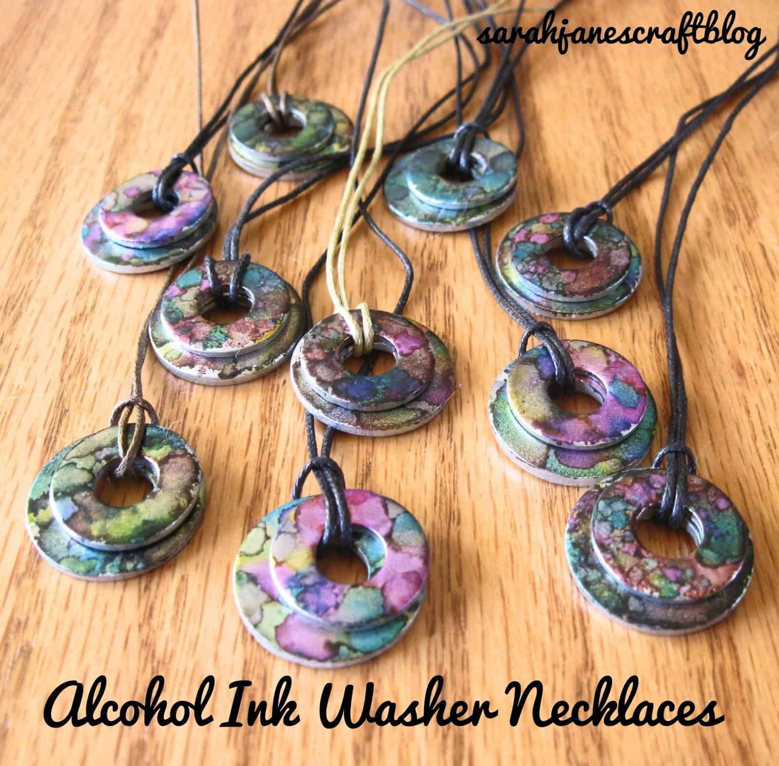 Alcohol ink washer necklace