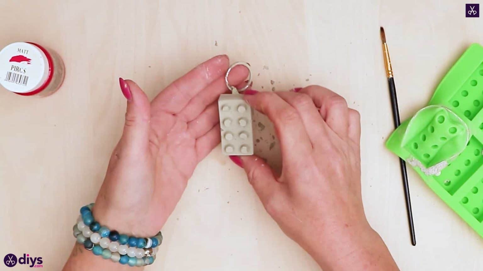 DIY Concrete Lego Block Keychain