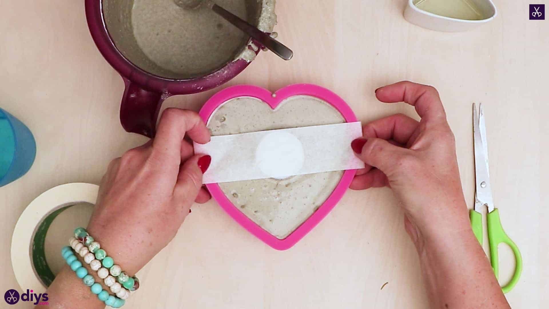 Diy concrete heart candle holder add tape