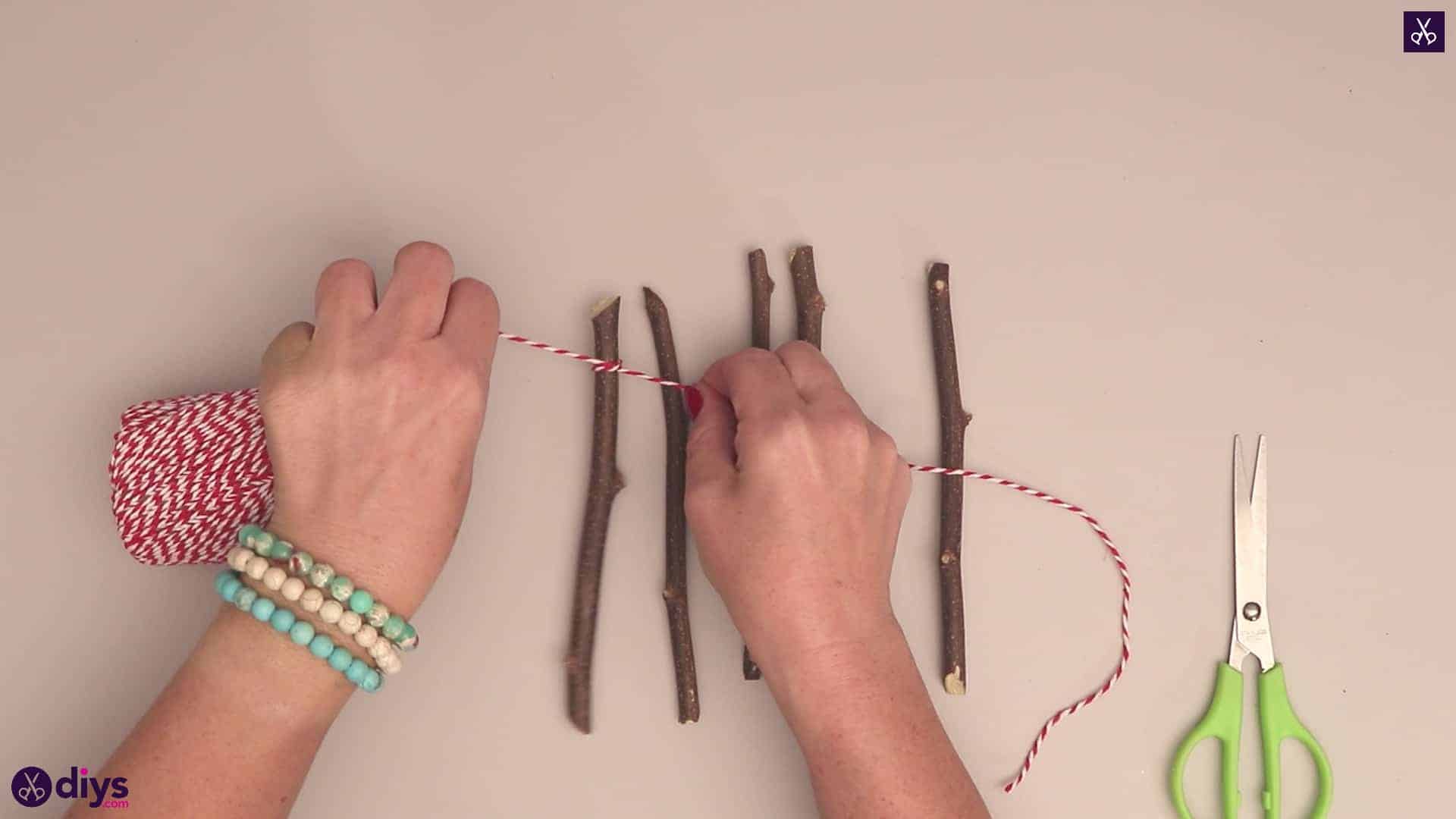 Diy twig star craft prepare string