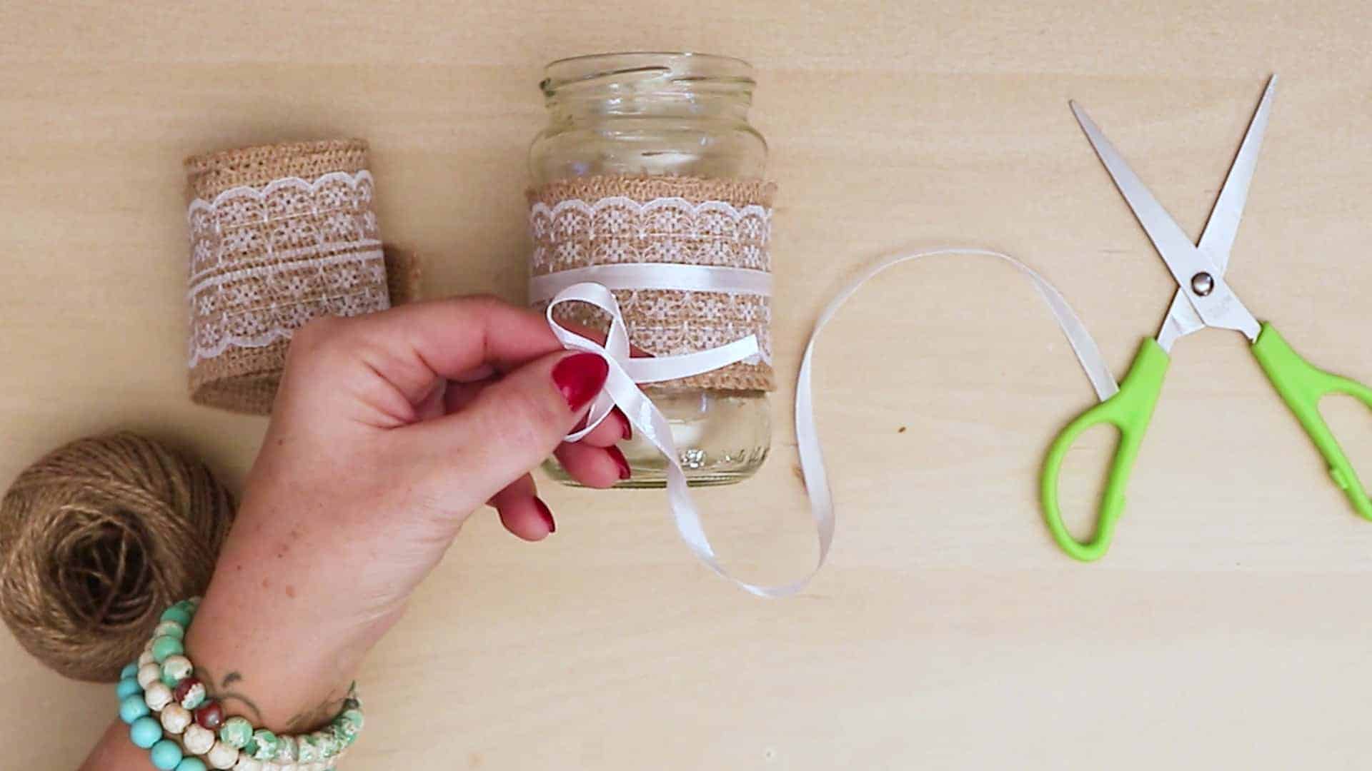 Diy vintage mason jar craft make a bow