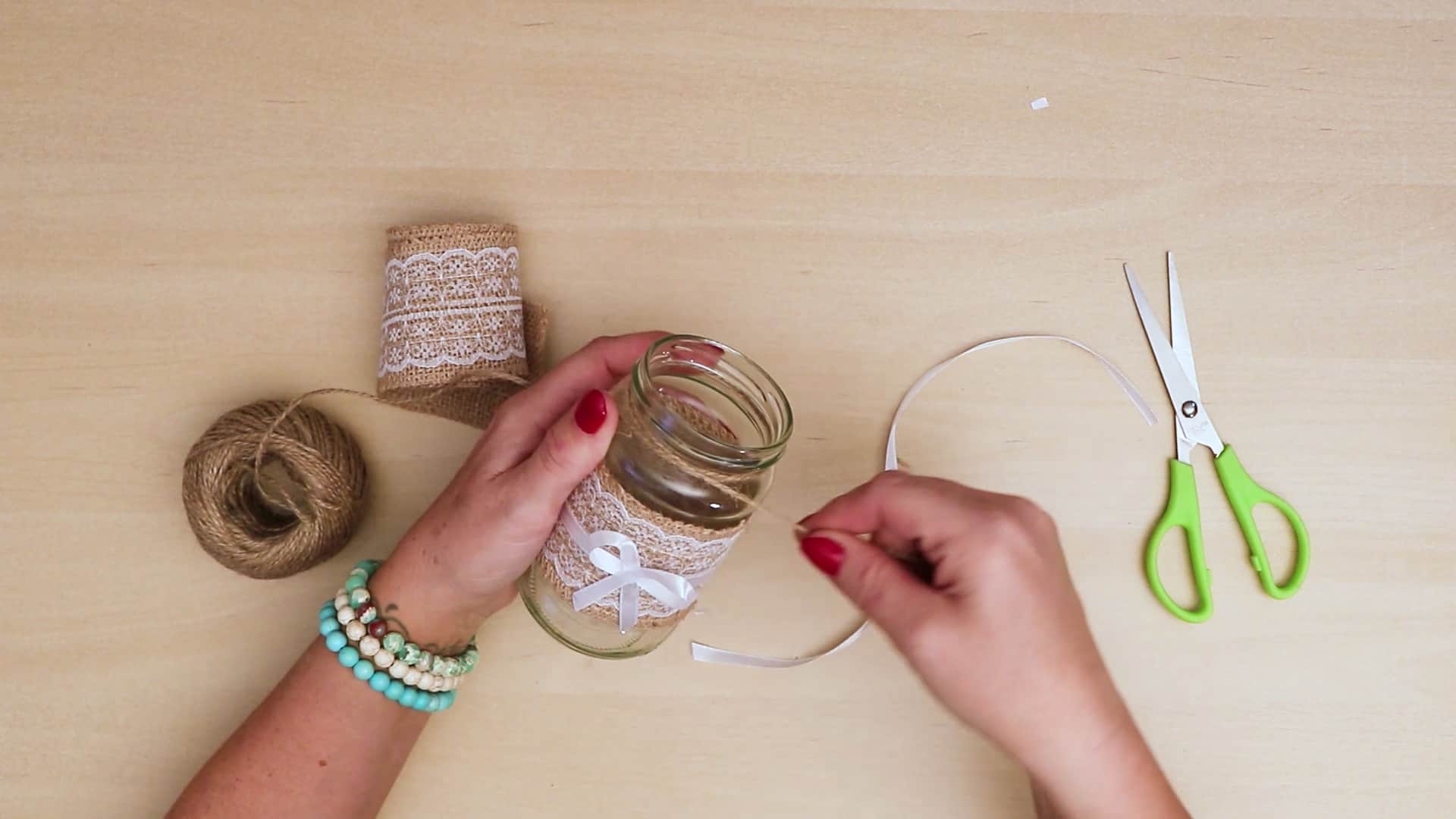 Diy vintage mason jar craft top string