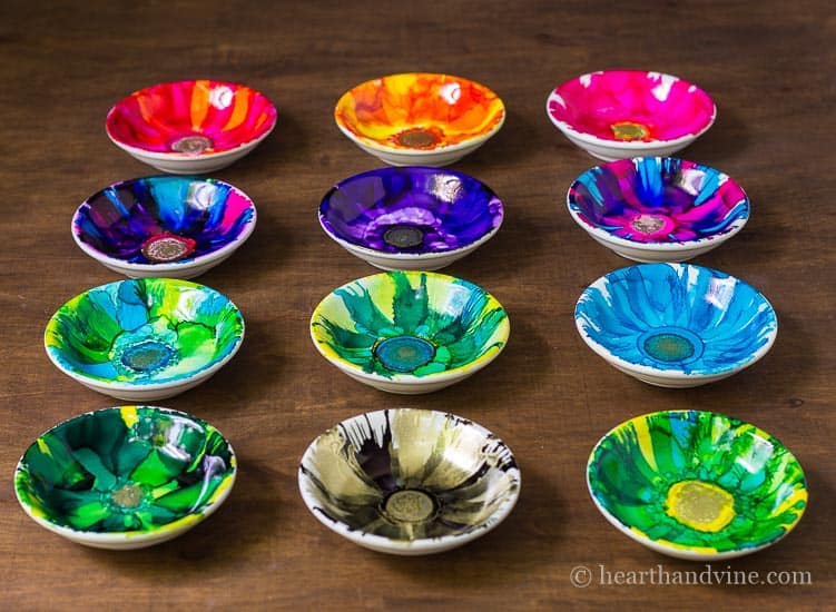 Diy alcohol ink jewelry dishes