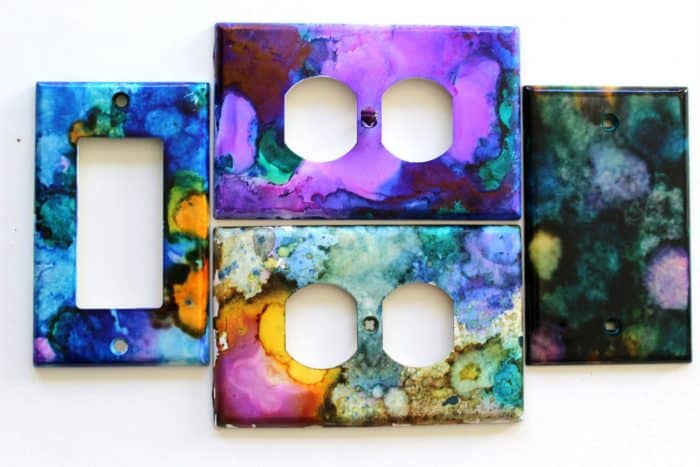 Diy alcohol ink light switch cover plates