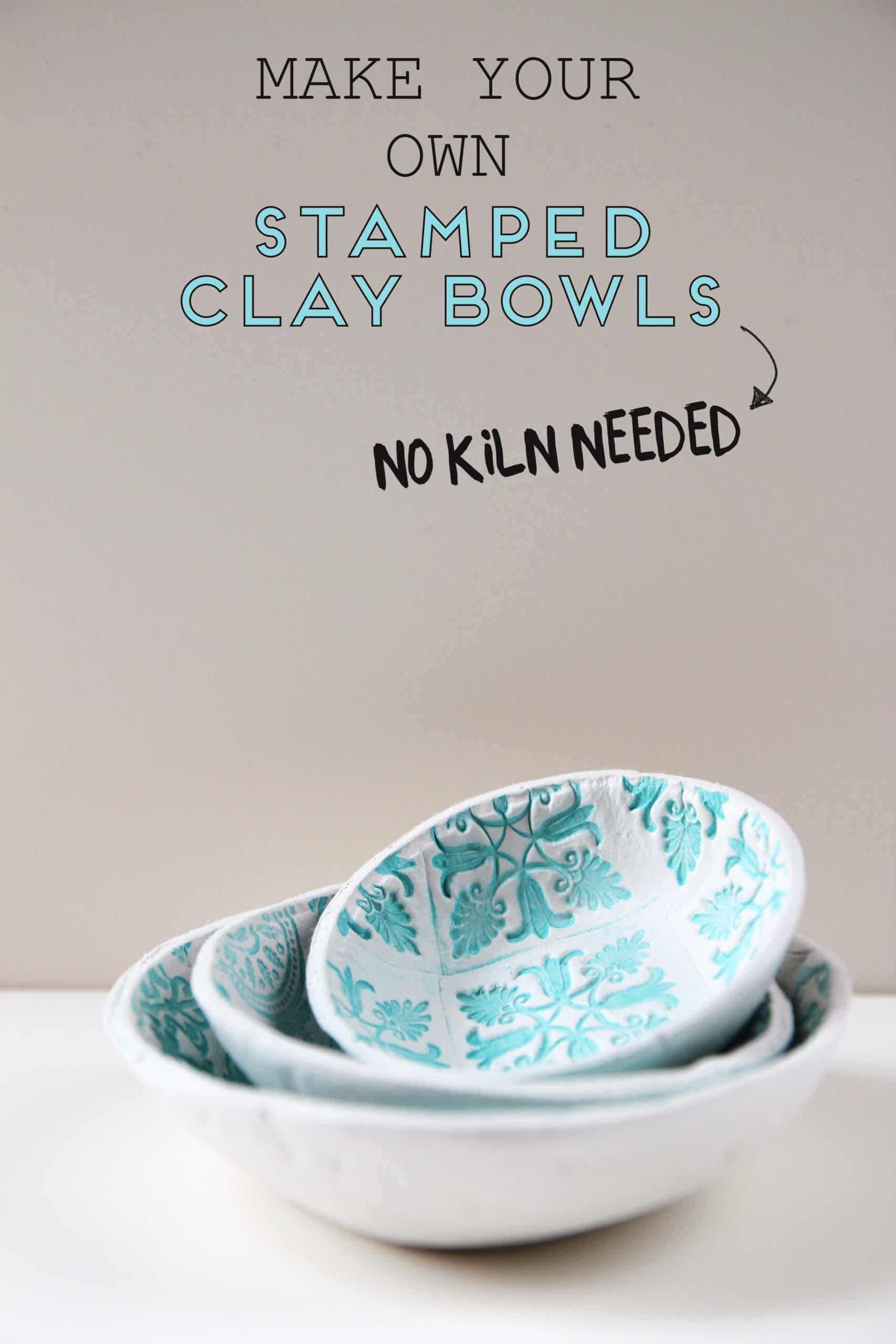 Diy stamped clay bowls