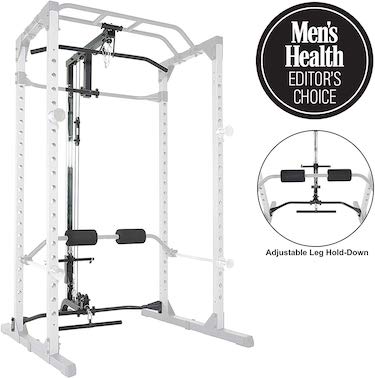 Fitness reality 810xlt super max power cage with optional lat pull down attachment and adjustable leg hold down