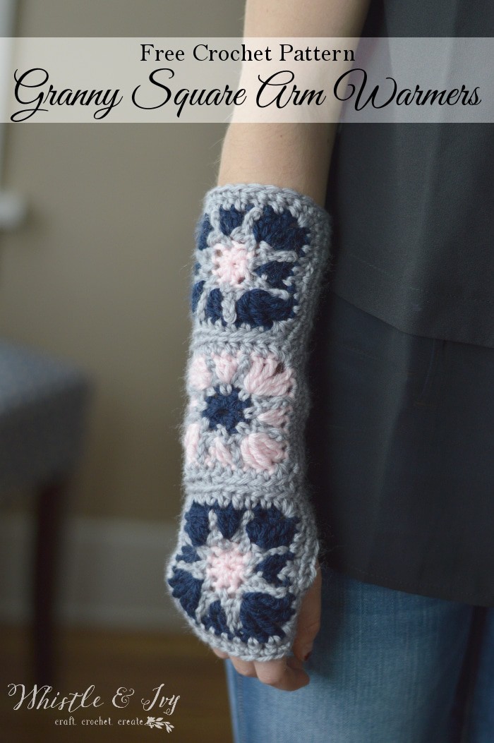 Granny square fingerless mitts and arm warmers