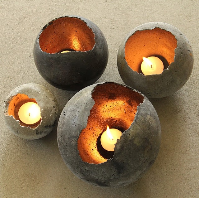 Hand blown concrete bowls