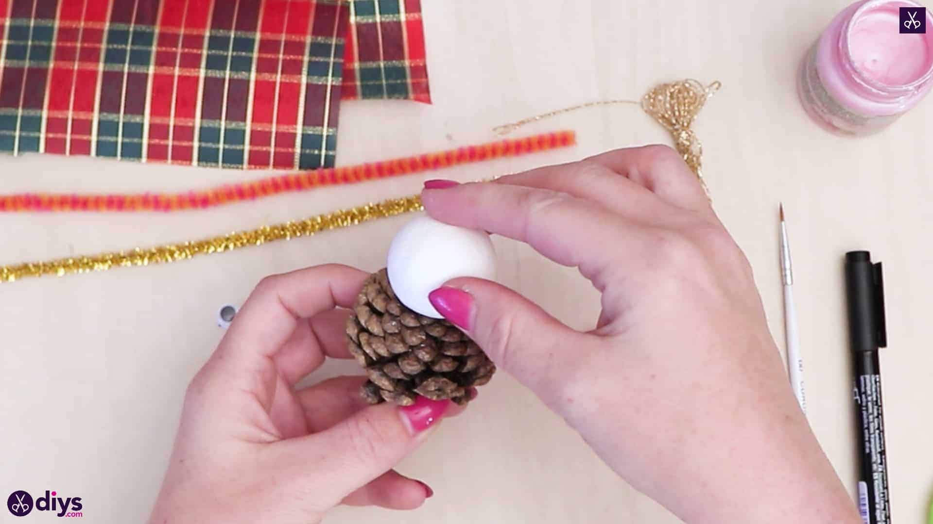 Pinecone snowman with headphones step 3 a