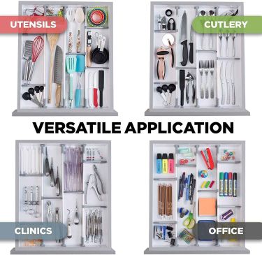 Practical comfort adjustable drawer organizer