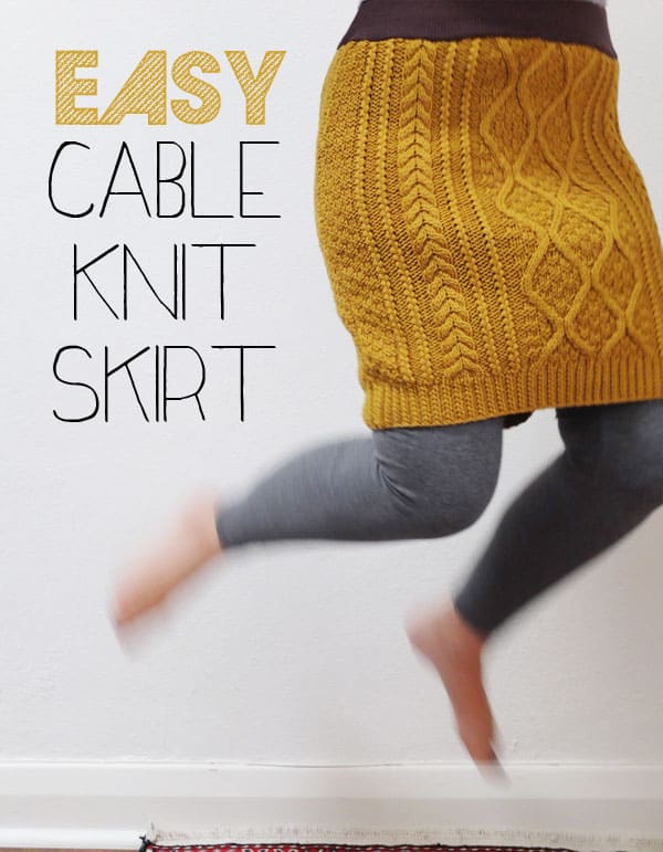 Sweater to cable knit skirt refashioning