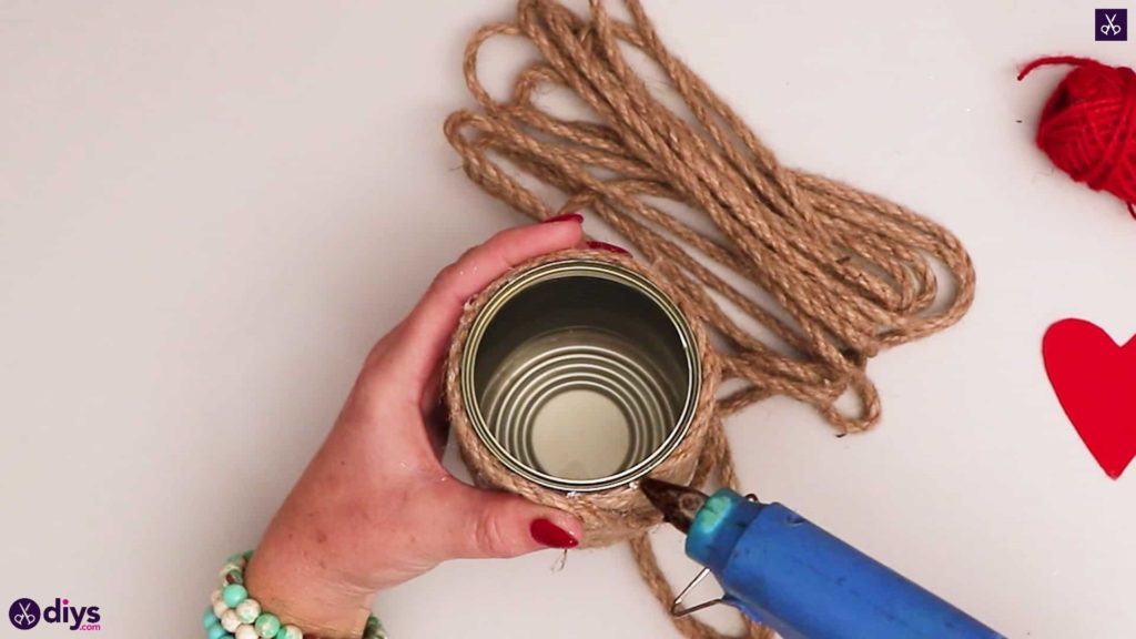 Twine wrapped tin can container rope