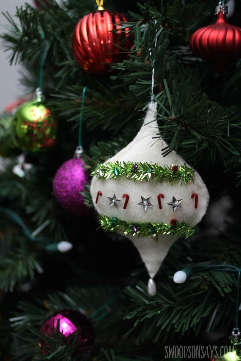 Upcycled sweater chrismtas ornaments