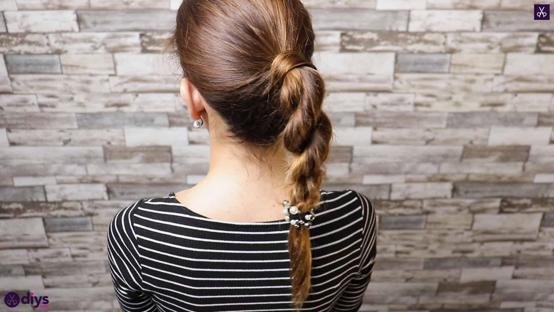 3 easy ponytails for everyday wear twisted ponytail step 5a