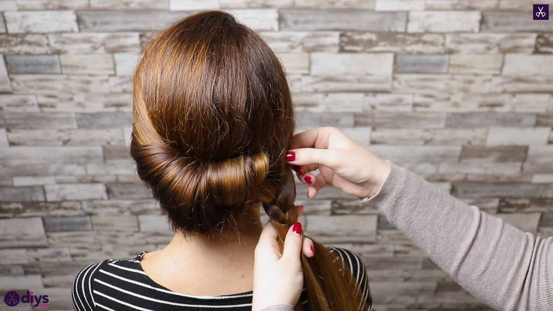 Beautiful summer bun with flowers hairstyle step 3a