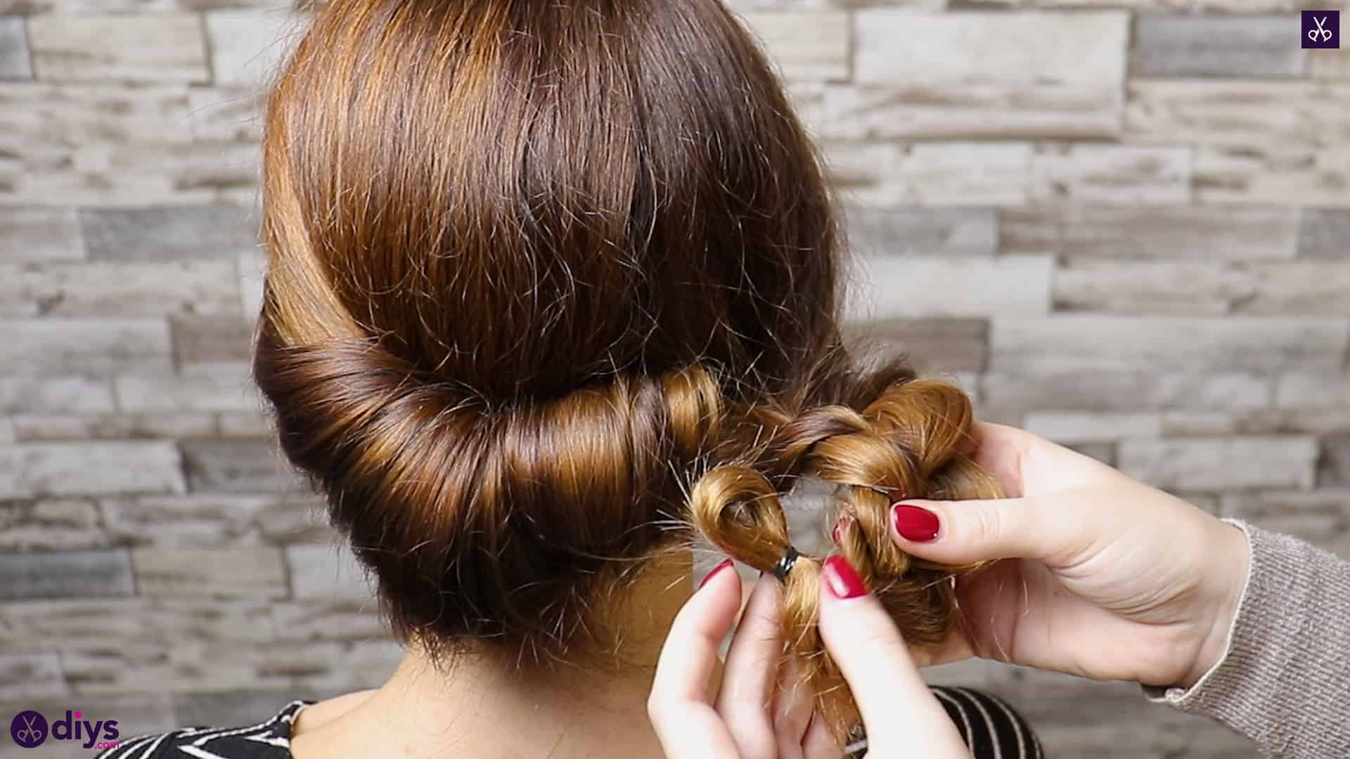 Beautiful summer bun with flowers hairstyle step 4a