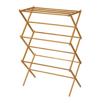 Click image to open expanded view household essentials 6524 tall indoor folding wooden clothes drying rack