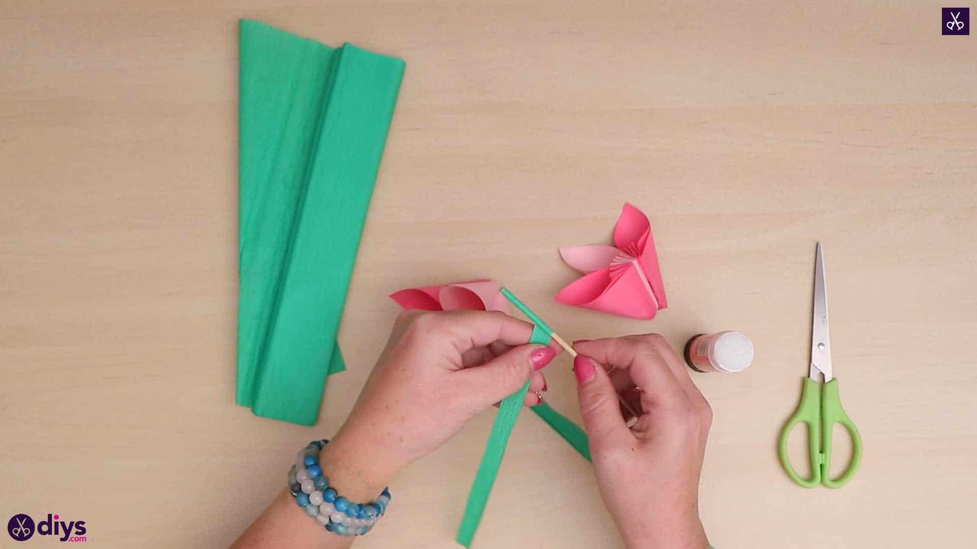 Diy 3d paper flower green paper